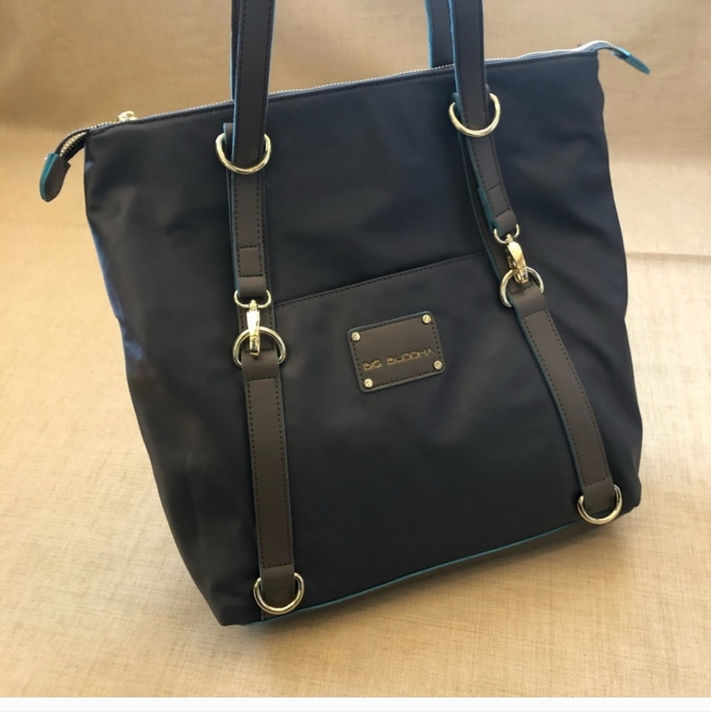 Big Buddha 'Luke' Gray-Blue Convertible Tote Shoulder Backpack Bag Purse